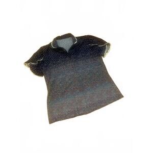 Vintage Women's Short Sleeve Button-Up Top with Gradient Dot Pattern